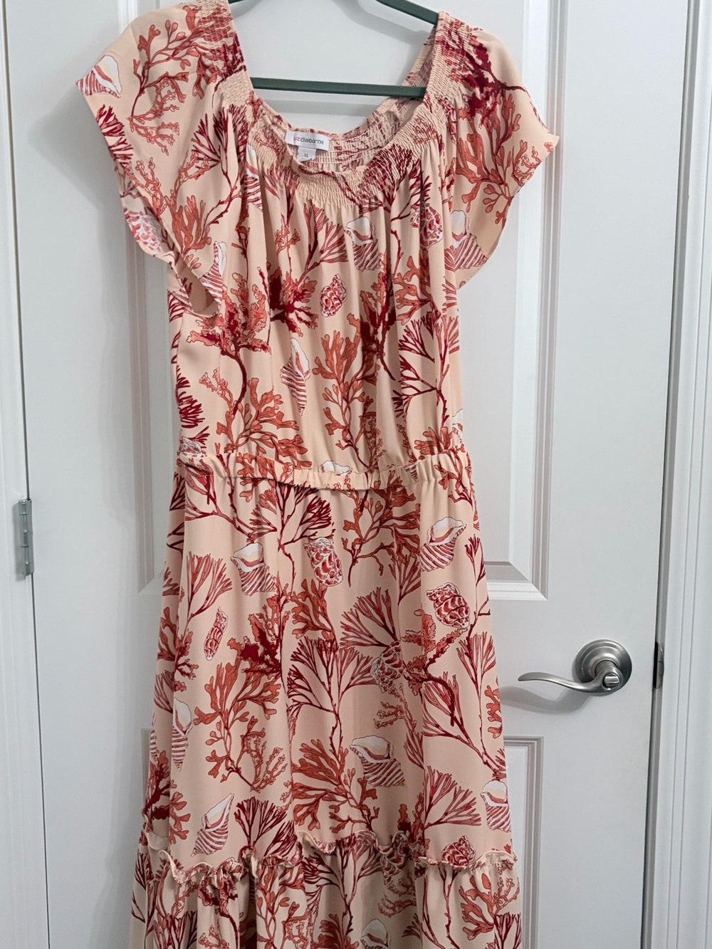Liz Claiborne Peach and Coral Floral Maxi Dress
